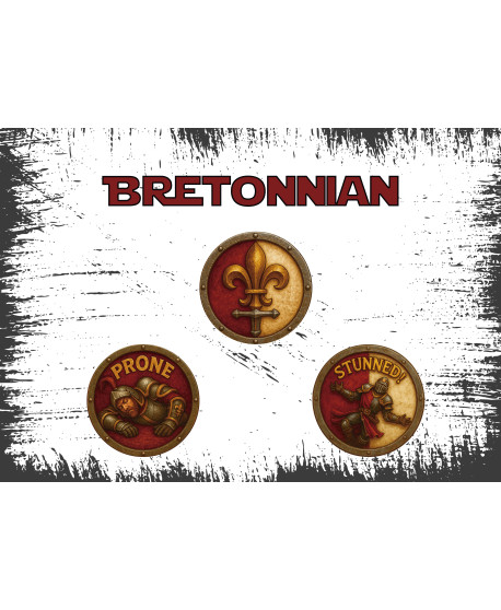 Set Fichas Bretonnian Blood Bowl – Logo 35 mm + PRONE/STUNNED 25 m